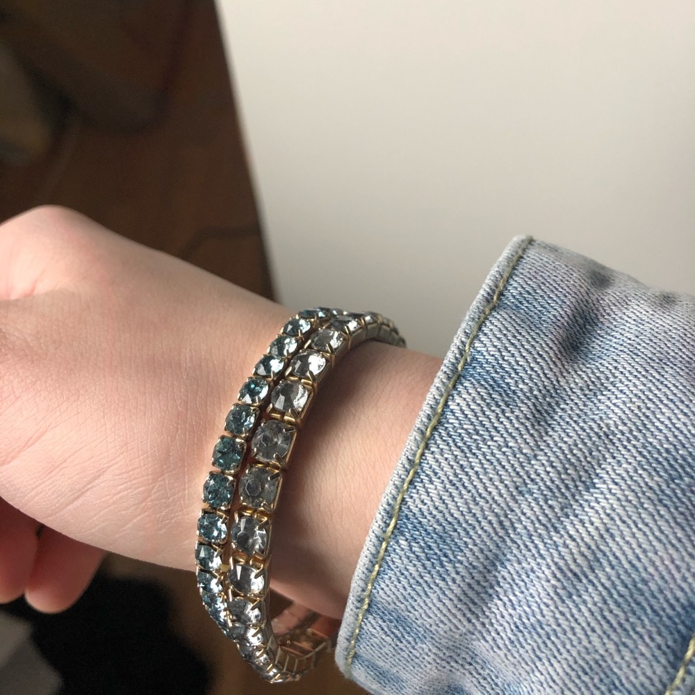 (FREE over $15) light blue jewel bracelets